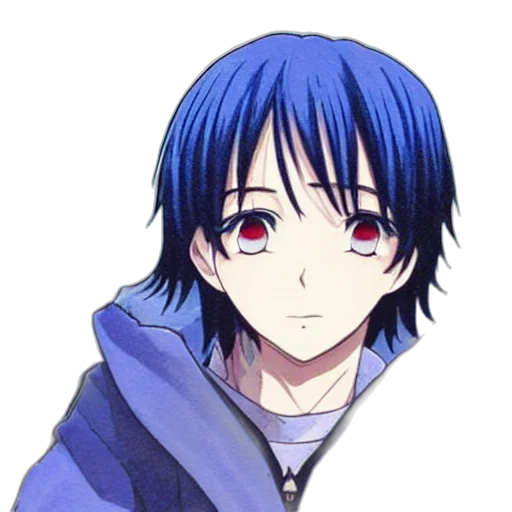 face, staff, anime, pixel art, photorealistic, cartoon, blue, dark transparent PNG cut-out