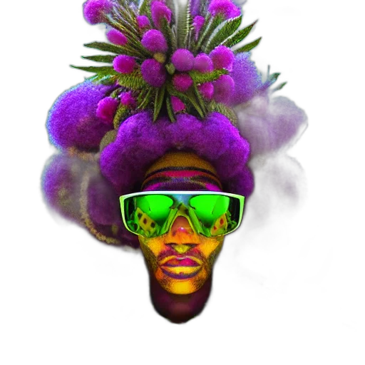 crown, hat, flower, face, photorealistic, vaporwave, 3d render, concept art transparent PNG cut-out