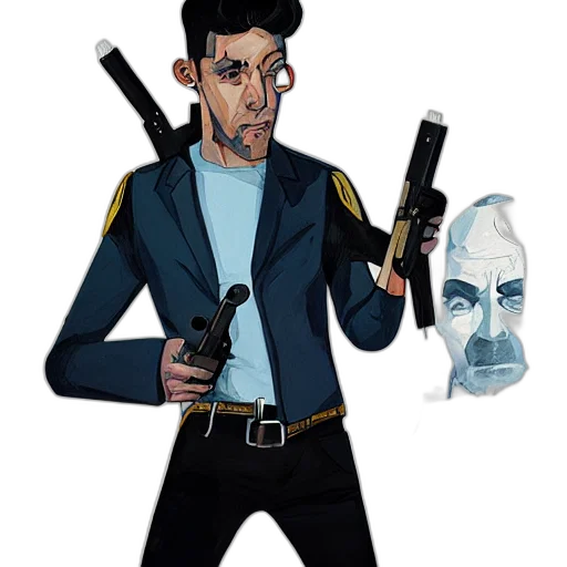 staff, jacket, mask, weapon transparent PNG cut-out