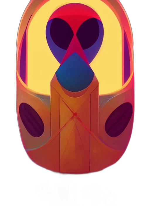 mask, robot, crown, bottle, concept art, 3d render, fantasy art, vaporwave transparent PNG cut-out