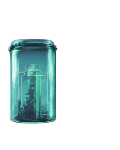 bottle, robot, building, 3d render transparent PNG cut-out