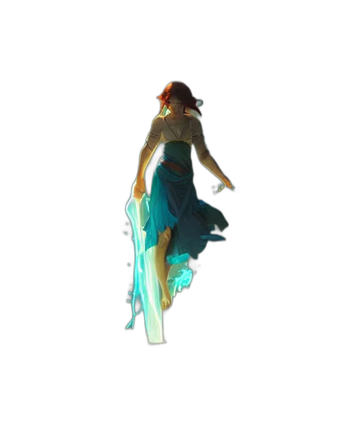 dress, staff, jewelry, weapon, concept art, 3d render, pixel art, fantasy art transparent PNG cut-out