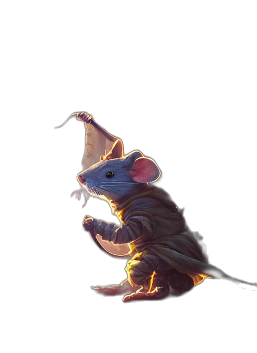 hat, animal, staff, creature, concept art, fantasy art, 3d render, watercolor transparent PNG cut-out