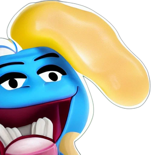 3d render, blue, trollface, emoji transparent PNG cut-out