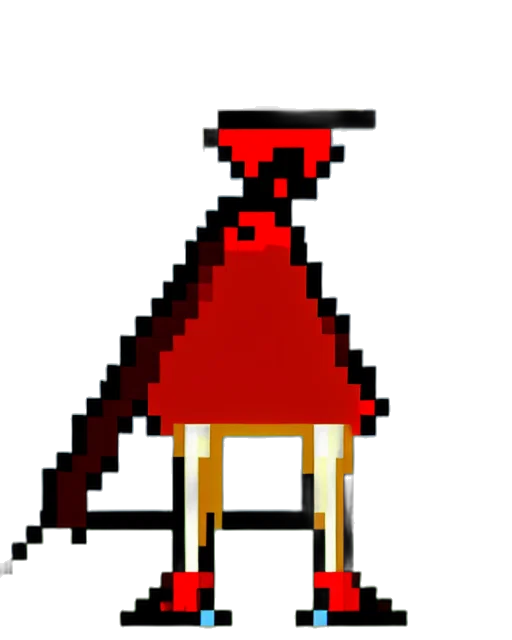 furniture, robot, dress, staff, pixel art, concept art, 3d render, fantasy art transparent PNG cut-out
