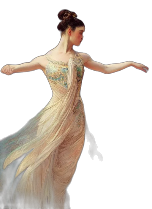 dress, jewelry, crown, staff transparent PNG cut-out