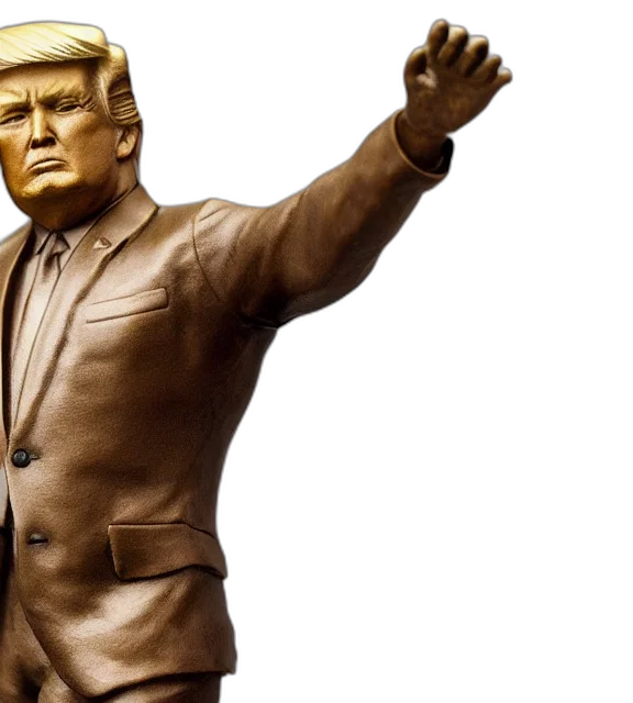 photorealistic, photo, medium, shot, bronze, statue, donald, trump transparent PNG cut-out