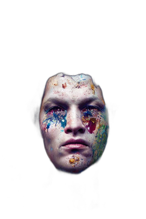 face, mask, crown, creature, photorealistic, concept art, watercolor, 3d render transparent PNG cut-out