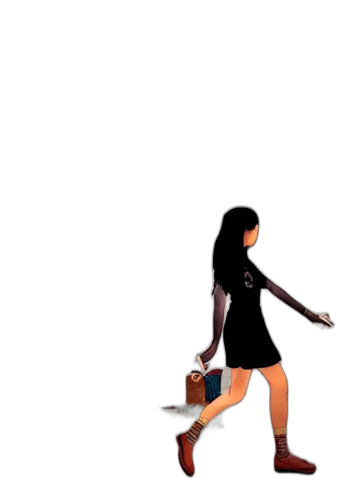 dress, staff, hair, shoes transparent PNG cut-out