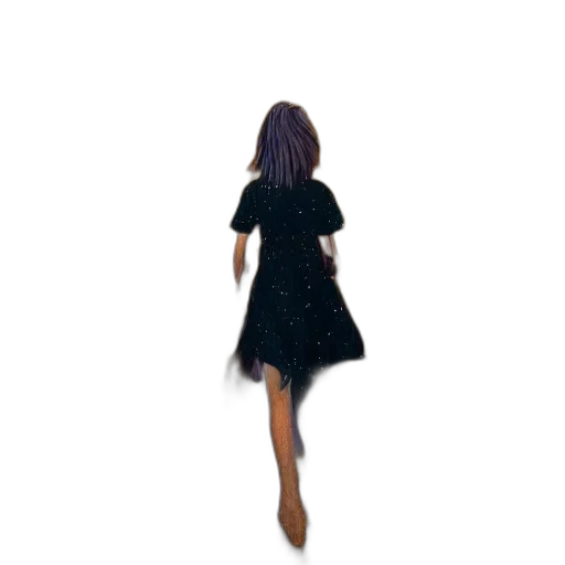dress, hair, staff, creature transparent PNG cut-out