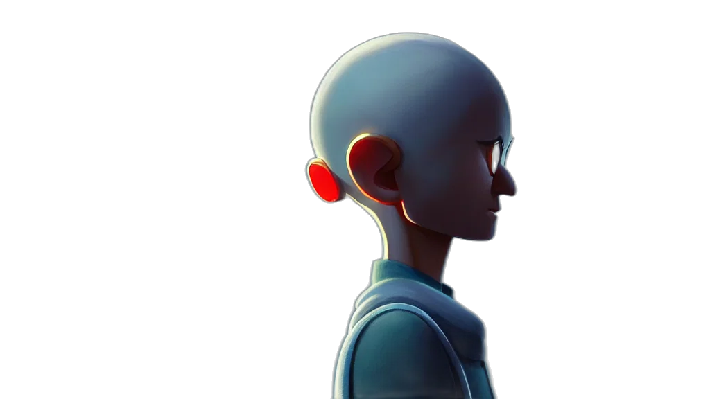 robot, face, concept art, 3d render transparent PNG cut-out