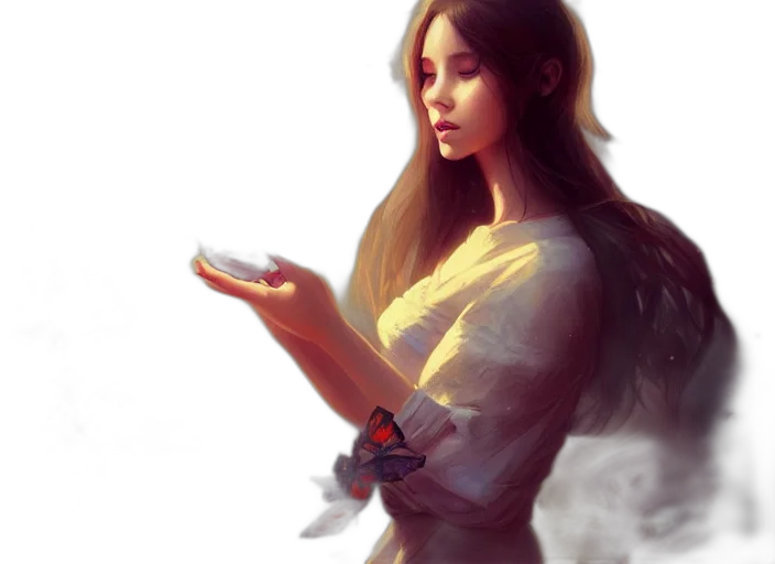 dress, dragon, jewelry, staff, fantasy art, concept art, photorealistic, oil painting transparent PNG cut-out