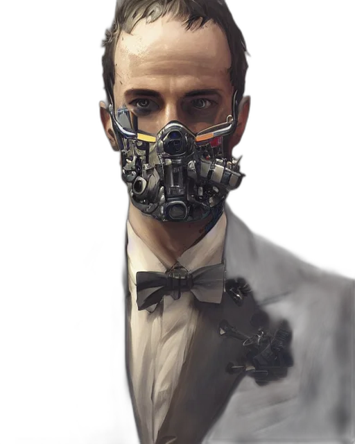 mask, robot, face, weapon, concept art, cyberpunk, comic book art, photorealistic transparent PNG cut-out