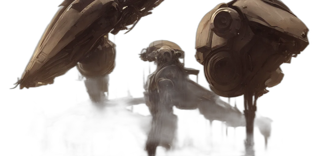 robot, weapon, concept art, 3d render transparent PNG cut-out