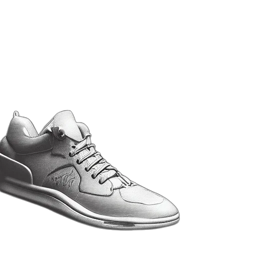 shoes, 3d render, photorealistic, pencil sketch transparent PNG cut-out