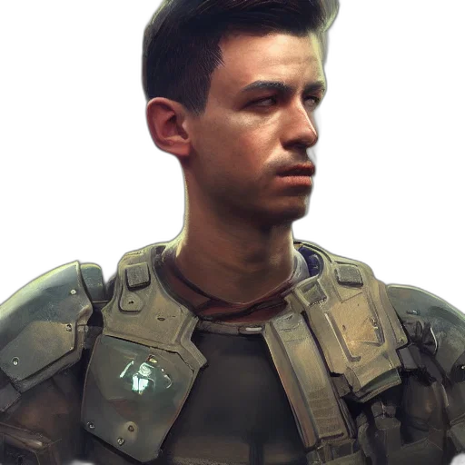 face, jacket, concept art, photorealistic transparent PNG cut-out