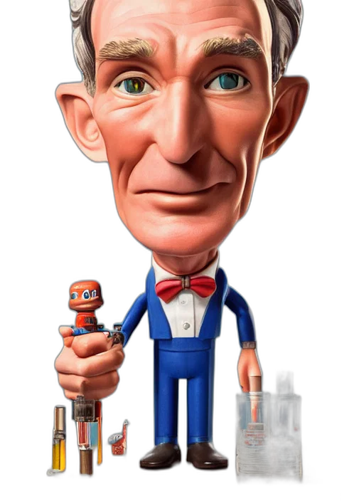 staff, robot, cartoon, concept art, 3d render, photorealistic, closeup, portrait transparent PNG cut-out