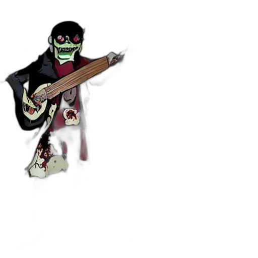weapon, mask, staff, jacket, concept art, pixel art, 3d render, cartoon transparent PNG cut-out
