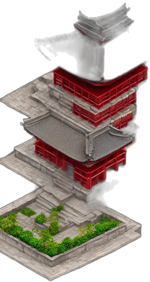 building, dragon, 3d render, pixel art transparent PNG cut-out