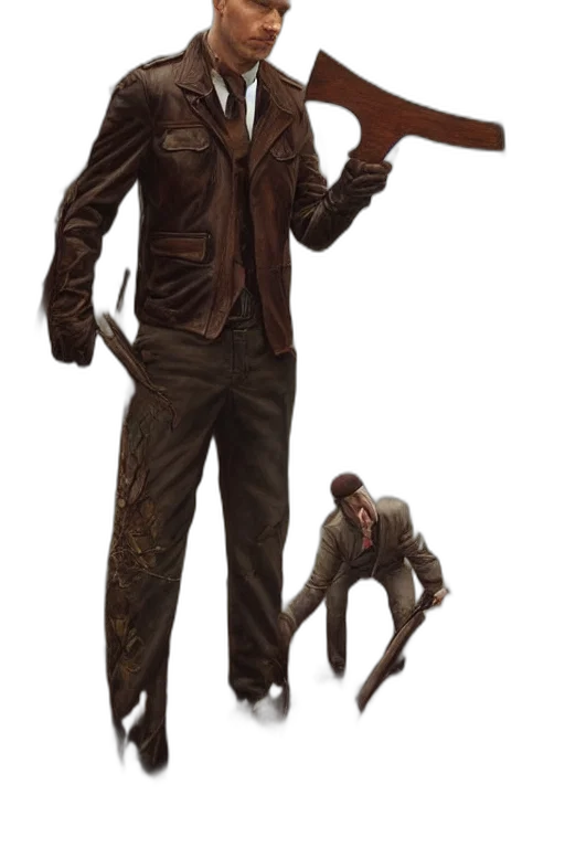 jacket, staff, creature, weapon transparent PNG cut-out