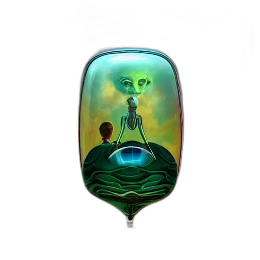 bottle, mask, jewelry, concept art, 3d render, fantasy art, photorealistic, outer space transparent PNG cut-out