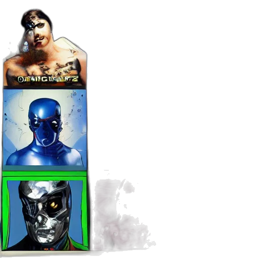 mask, robot, comic book art, concept art, fantasy art, pixel art, blue, dark transparent PNG cut-out