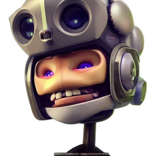 robot, face, staff, 3d render transparent PNG cut-out