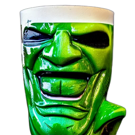 mask, face, bottle, robot, 3d render, photorealistic, green, closeup transparent PNG cut-out