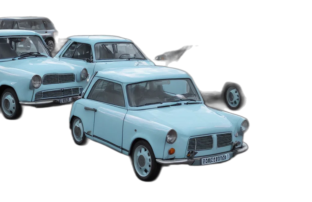 car, 3d render, photorealistic, concept art, cartoon, trabant, brought, back transparent PNG cut-out