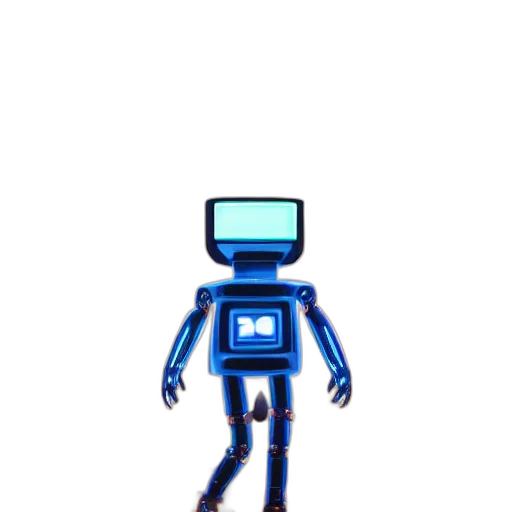 robot, staff, creature, animal, pixel art, 3d render, concept art, vaporwave transparent PNG cut-out