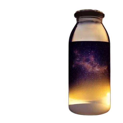 bottle, 3d render, outer space, milky, way, milk, artstation, render transparent PNG cut-out