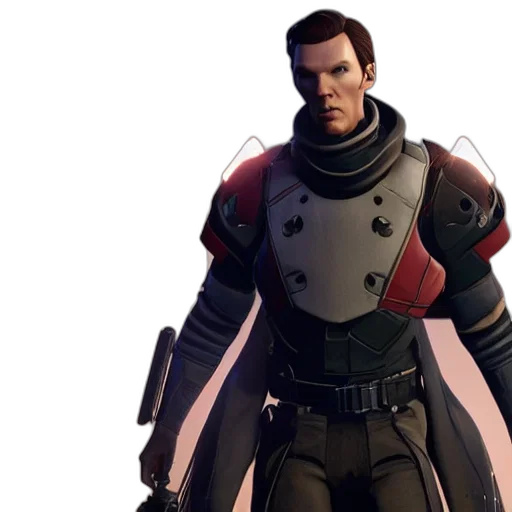jacket, concept art, 3d render, comic book art, benedict, cumberbatch, destiny, unreal transparent PNG cut-out