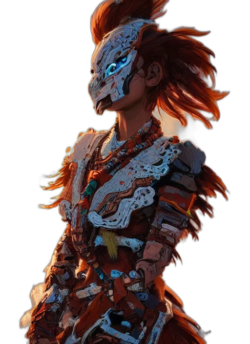 mask, robot, face, jewelry, concept art, fantasy art, 3d render, cyberpunk transparent PNG cut-out