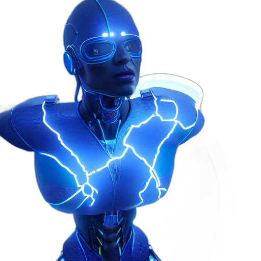 robot, 3d render, concept art, cyberpunk, neon lights, photography, hyper, realistic transparent PNG cut-out