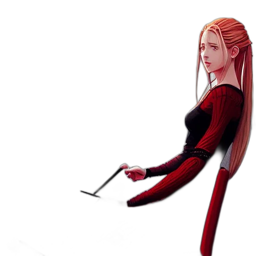 staff, sword, dress, hair, concept art, fantasy art, comic book art, watercolor transparent PNG cut-out