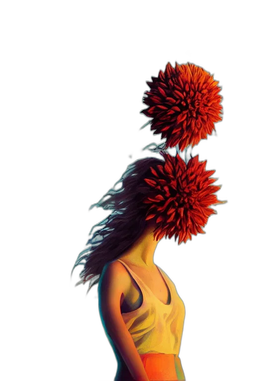 hair, flower, staff, crown, concept art, photorealistic, 3d render, fantasy art transparent PNG cut-out