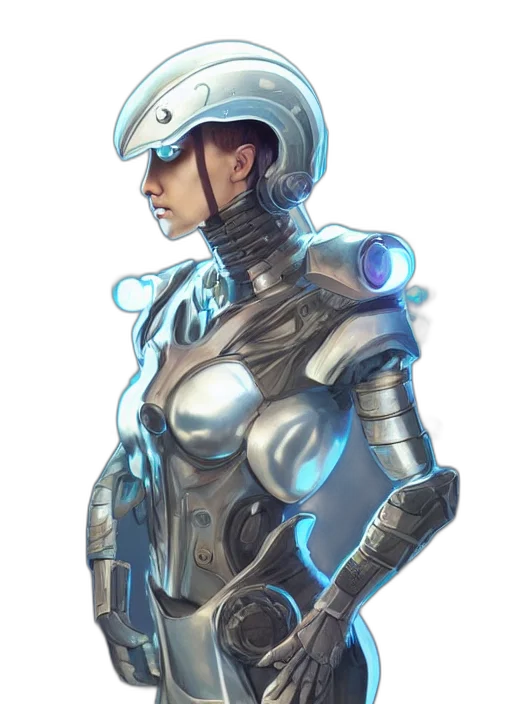 robot, concept art, cyberpunk, comic book art, 3d render, blue, pastel, full transparent PNG cut-out
