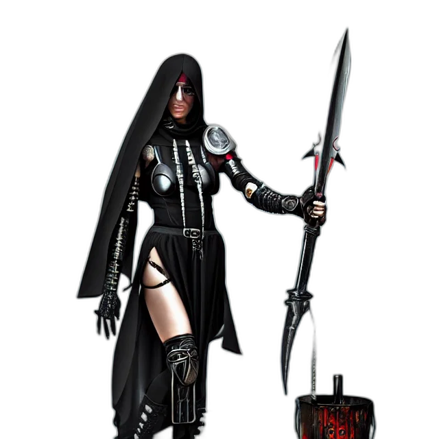 sword, staff, weapon, concept art, fantasy art, comic book art, 3d render, cyberpunk transparent PNG cut-out
