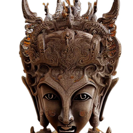 mask, crown, jewelry, face, 3d render, photorealistic, fantasy art, concept art transparent PNG cut-out