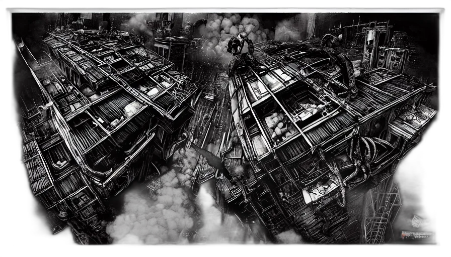 building, weapon, robot, concept art, photorealistic, comic book art, city street, fire transparent PNG cut-out