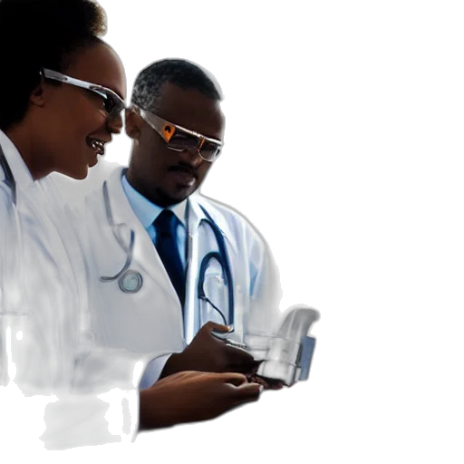 black, scientists, futuristic, clinic transparent PNG cut-out