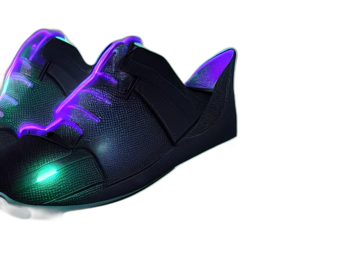 shoes, cyberpunk, 3d render, vaporwave transparent PNG cut-out