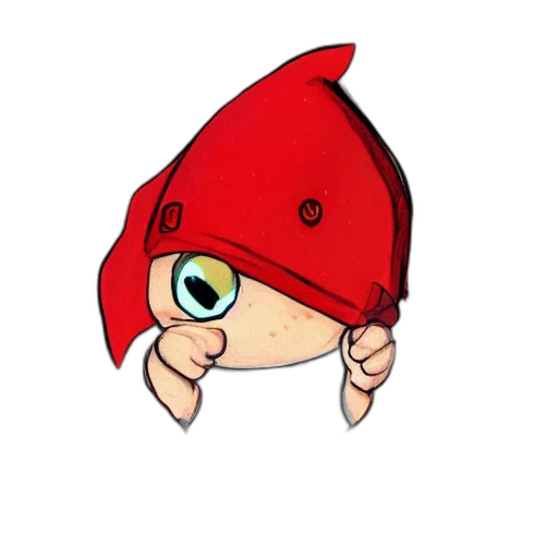 hat, staff, weapon, concept art, cartoon, pixel art, 3d render, red transparent PNG cut-out