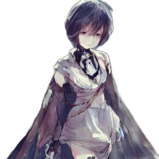 dress, face, robot, mask, concept art, watercolor, fantasy art, anime transparent PNG cut-out