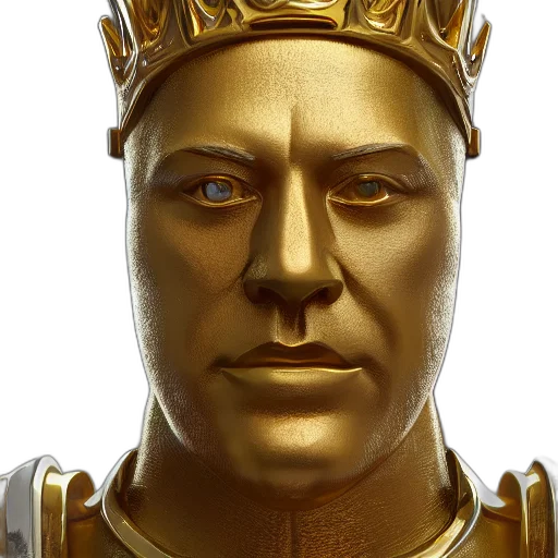 crown, face, photorealistic, 3d render, concept art, fantasy art, golden, portrait transparent PNG cut-out