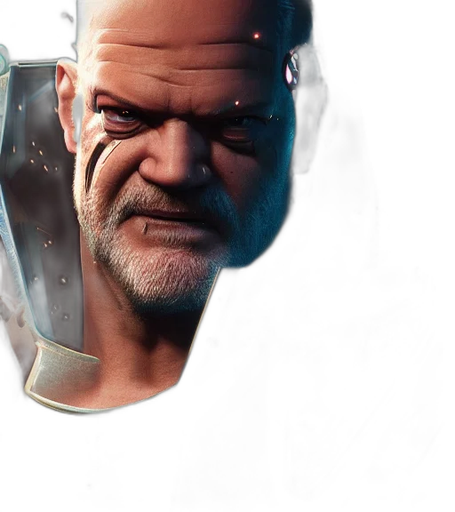 face, mask, weapon, robot, concept art, 3d render, cyberpunk, photorealistic transparent PNG cut-out