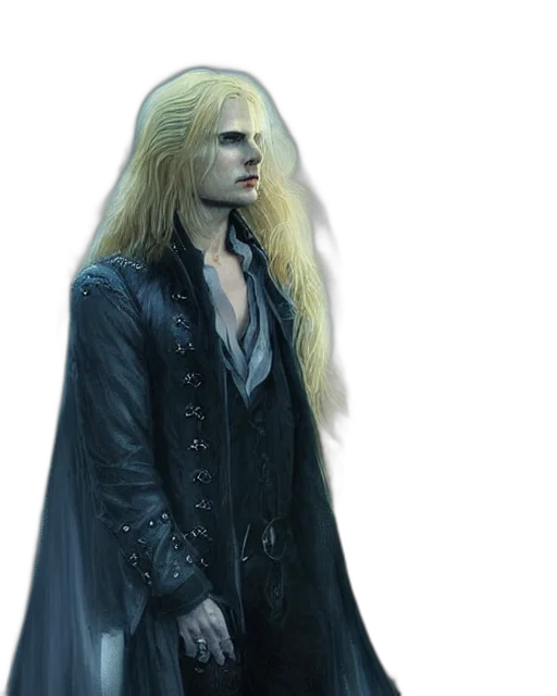 jacket, concept art, fantasy art, 3d render, photorealistic, dark, long, blond transparent PNG cut-out