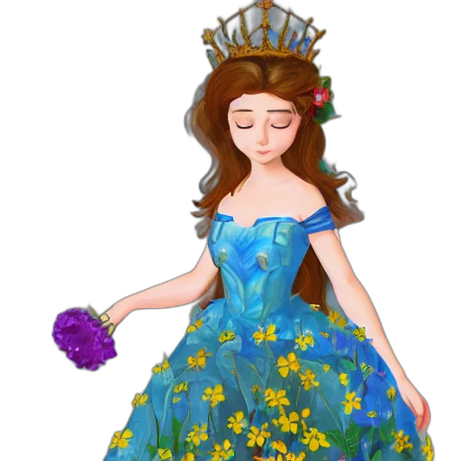 crown, dress, fantasy art, pixel art, cartoon, watercolor, blue, anna transparent PNG cut-out