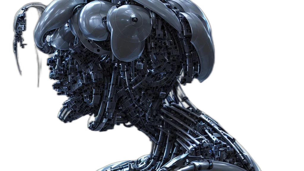 robot, 3d render, cyberpunk, concept art transparent PNG cut-out