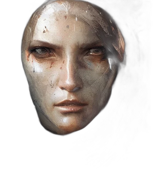 face, mask, concept art, photorealistic, fantasy art, 3d render, underwater, rain transparent PNG cut-out